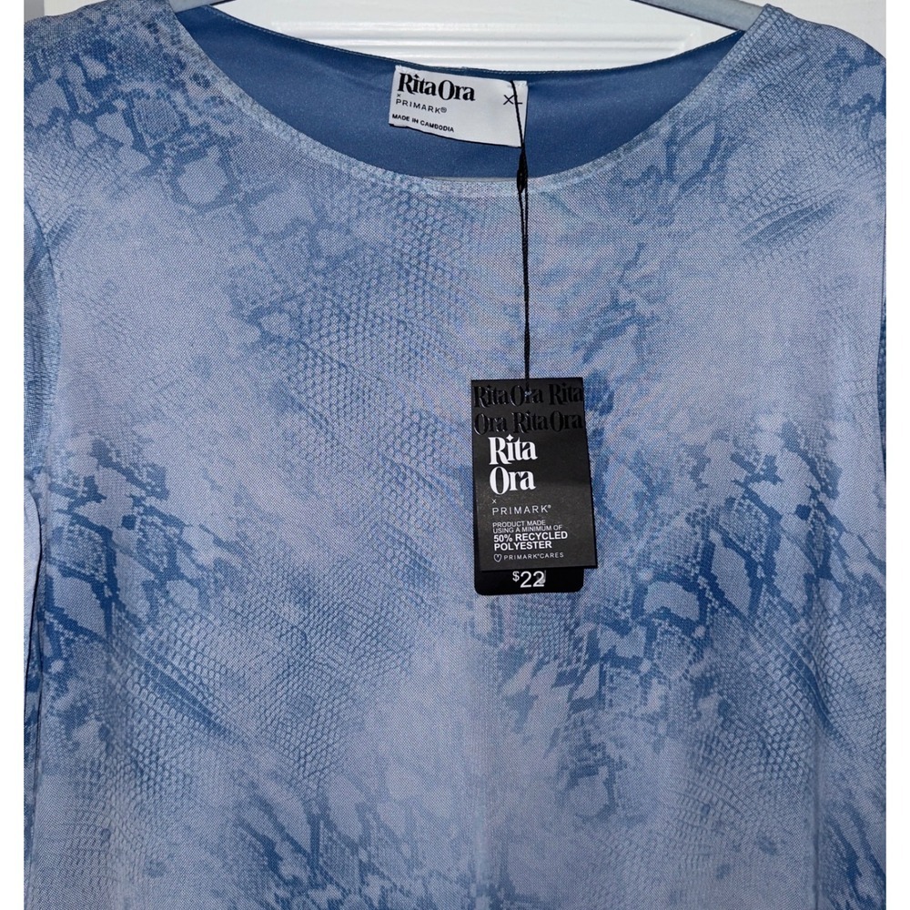 NWT Rita Ora x Primark Womens XL Blue Snakeskin Print Mesh Maxi Dress - Picture 6 of 8